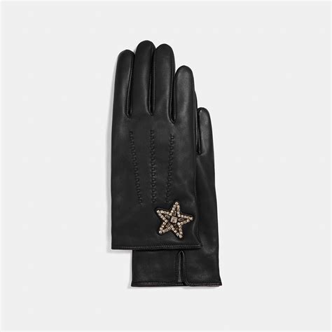 Coach Embellished Star Leather Gloves - Women's In Black | ModeSens