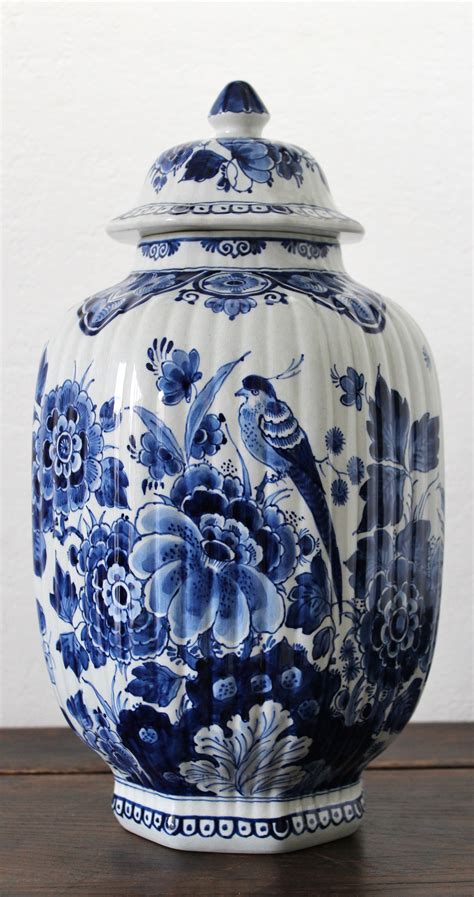 Vintage Delft Blue Vase With Lid By Royal Delft De Etsy Blue Vase