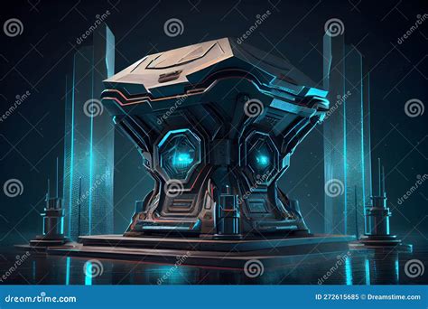 Futuristic Cyber Scifi Cube Concept Box Ai Generative Stock Image