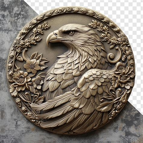 Premium PSD | Metal embossed eagle coin design