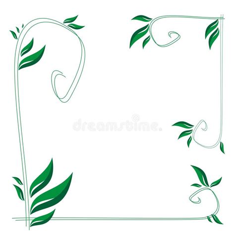 Watercolor Vector Hand Painting Horizontal Banner With Green Leaves And