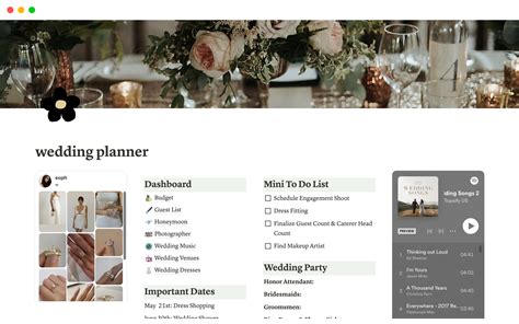 Wedding Planner Plantilla De Notion