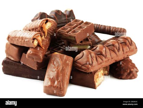 Delicious Chocolate Bars Isolated On White Stock Photo Alamy