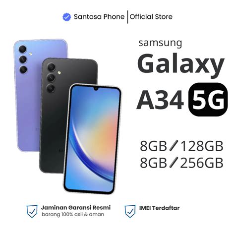 Jual Samsung Galaxy A34 5G 8 128 8 256 GB RAM 8 ROM 128 256 8GB 128GB