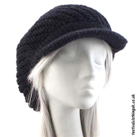 Peaked Wool Hat - Black | The Festival Clothing Company