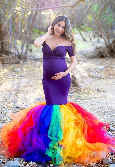 Rainbow Maternity Tulle Gown Sexy Mama Maternity