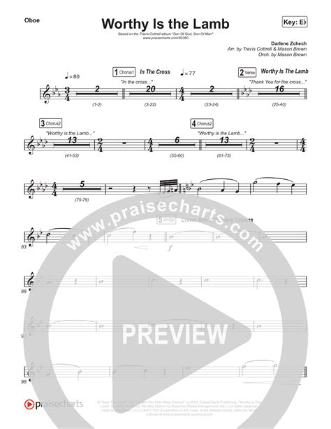 Worthy Is The Lamb Part Oboe Sheet Music Pdf Travis Cottrell