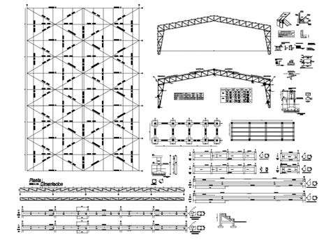 Roof Truss And Column Structure Detail D View Autocad File Column