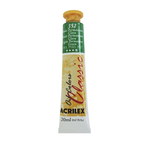 Tinta A Oleo Verde Permanente Claro 352 Acrilex 20 Ml Shopee Brasil