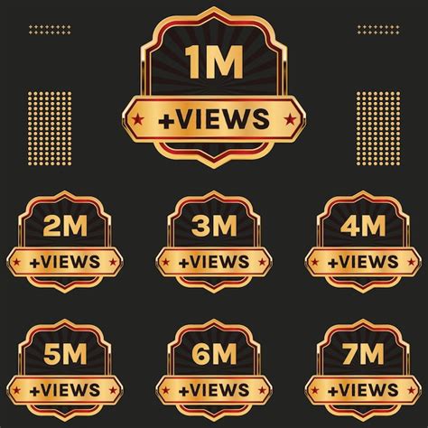 Premium Vector Golden Million Views Badge Label Set Million Views