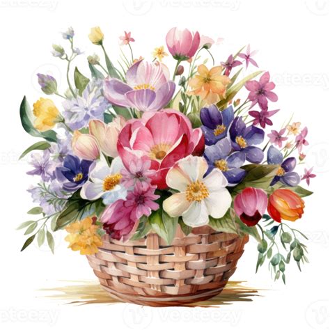 Watercolor spring flowers bouquet isolated 26540521 PNG