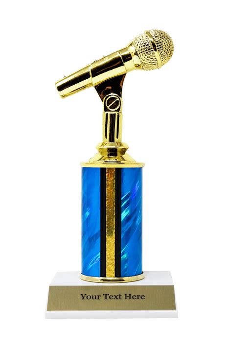 Microphone Trophy With 3 Lines Of Custom Text 9 Tall Etsy