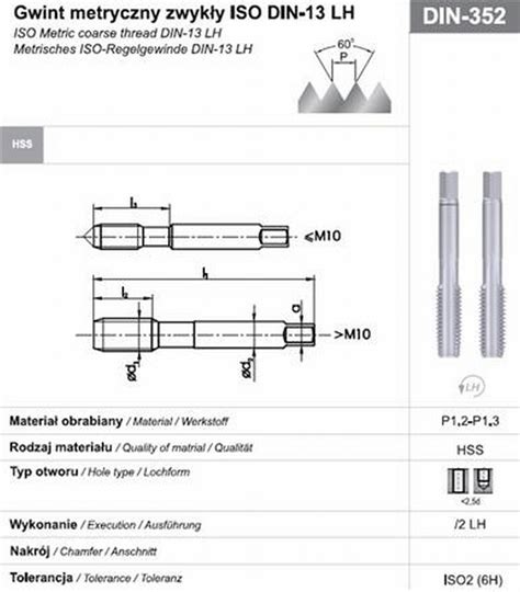 M16x1 5 LEWY GWINT GWINTOWNIK KPL RĘCZNY 2 szt DIN 2181 2 Cena