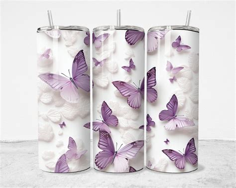 3d Butterflies Tumbler Wrap Sublime 20oz Butterfly Pattern Etsy