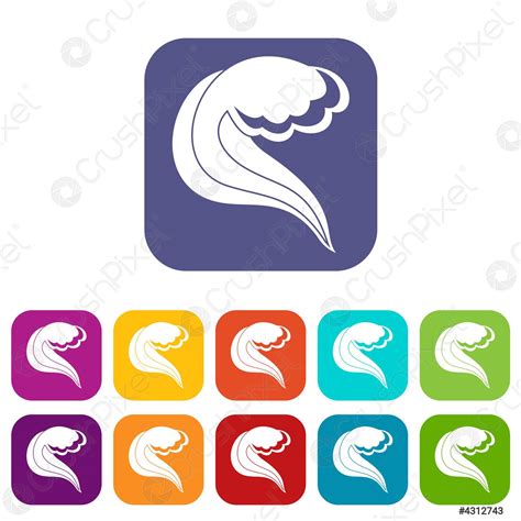 Ocean Or Sea Wave Icons Set Stock Vector Crushpixel