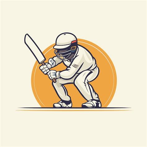 Un Joueur De Cricket Frappant Une Balle Avec Une Batte Illustration