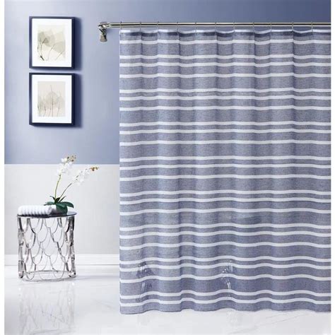 Dainty Home Naples Linen Look Striped Designed 70 X 72 Shower Curtain