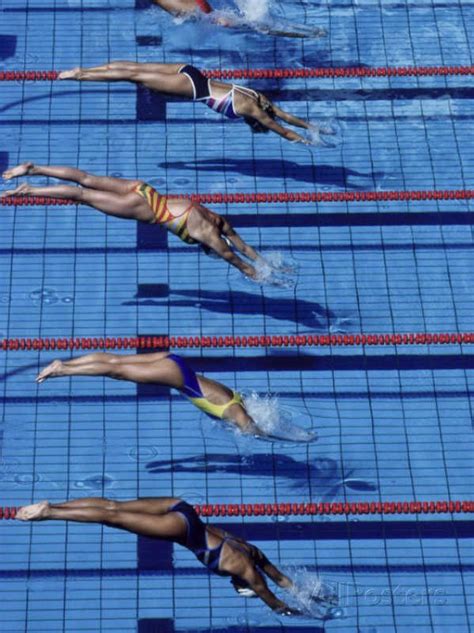 Female Swimmers At The Start Of A Race Photographic Print