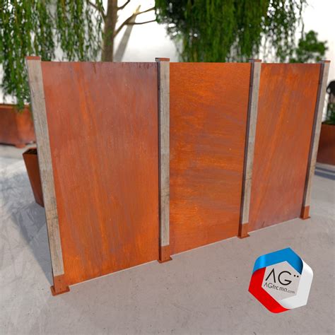 Clotures Tendance En Acier Corten Et Poteau Bois Occludo