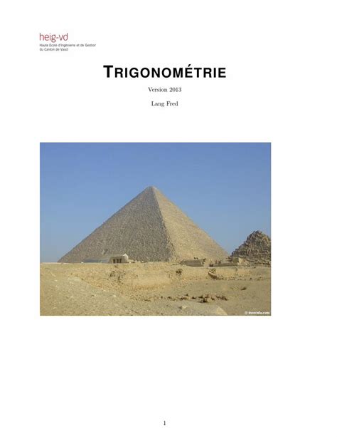 PDF TRIGONOMETRIE HEIG VDmath Heig Vd Ch Fr Ch Enseignement Cours