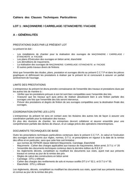 PDF Cahiers des Clauses Techniques Particulières LOT 1