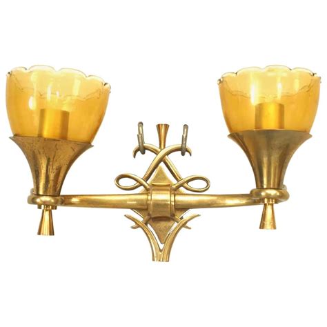 4 French Mid Century Brass And Frosted Glass Torch Wall Sconces For Sale At 1stdibs 1940s Wall