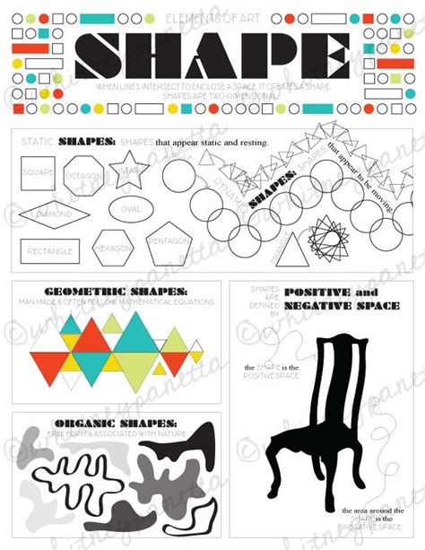 Elements Of Art Shape Elementary Middle Or High School Art Activity