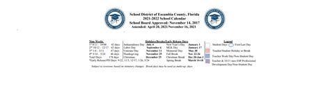 Warrington Middle School School District Instructional Calendar