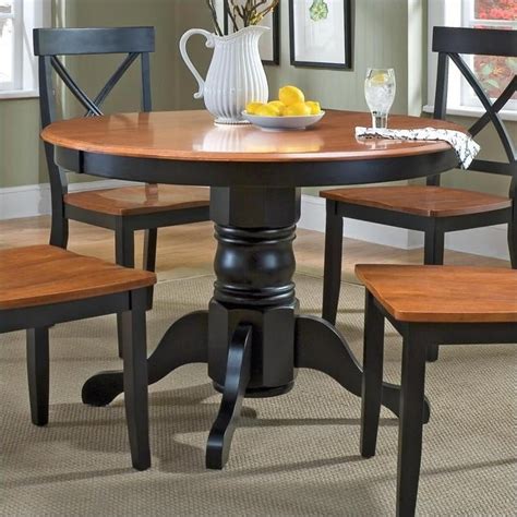 Round Pedestal Casual Dining Table In Black And Cottage Oak 5168 30