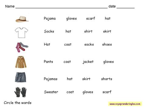 Worksheets Clothes Fichas Alfabeto En Ingl S La Ropa En Ingles