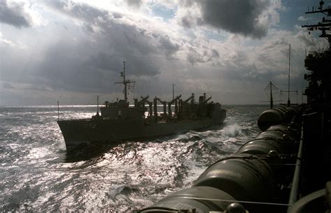 A Port Bow View Of The Replenishment Oiler Uss Savannah Aor