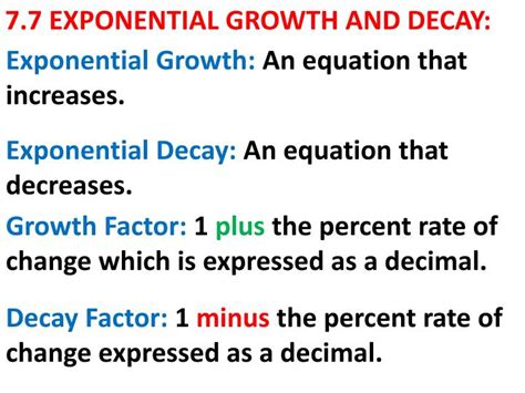 Ppt 77 Exponential Growth And Decay Powerpoint Presentation Id