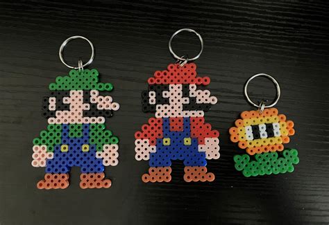 Super Mario Keychain, Mario and Luigi Perler - Etsy