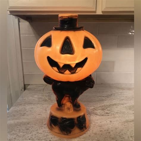 Holiday Empire Vintage Blow Mold Halloween Pumpkin Light Up W Black