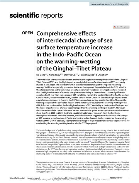 PDF Comprehensive Effects Of Interdecadal Change Of Sea Surface