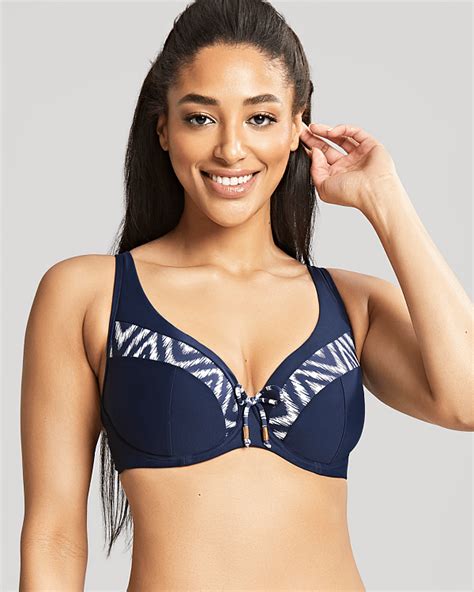 Oceana Plunge Bikini Top Navy Tkd Lingerie