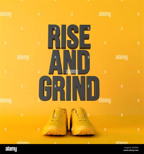 Rise And Grind Motivational Workout Fitness Phrase 3d Rendering Stock