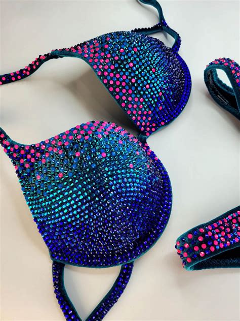 NPC IFBB Emerard Bikini Suit Competition Suit Figure Bikini Suit Posing Suit Blue Suit Etsy