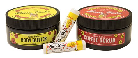 Maui Babe Products SPF30 Lip Balm Coffee Scrub Body Butter