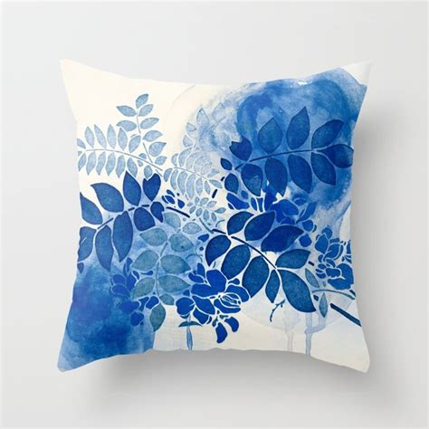 Monochrome Floral In Blue Throw Pillow By Clemm Society6