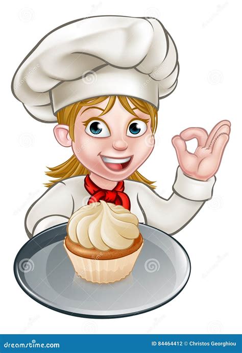 Female Pastry Chef Cartoon