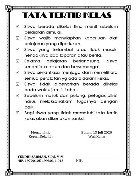 Tata Tertib Kelas Pdf