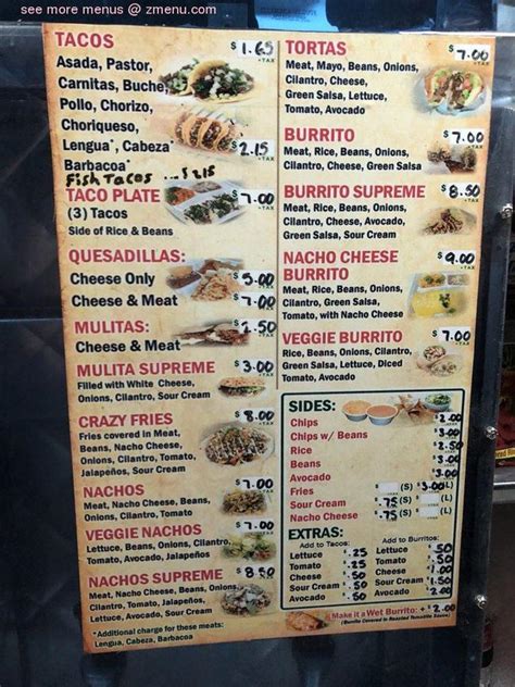 Online Menu Of Angels Tacos Truck Restaurant Van Nuys California