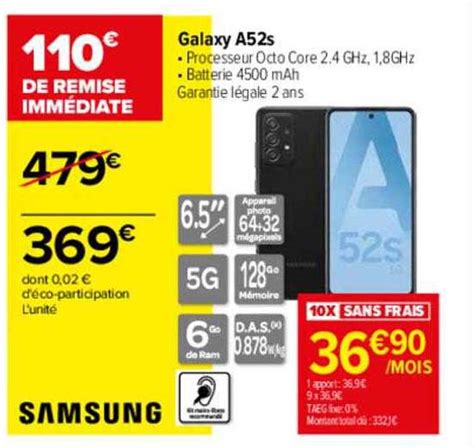 Promo Galaxy A S Samsung Chez Carrefour Icatalogue Fr