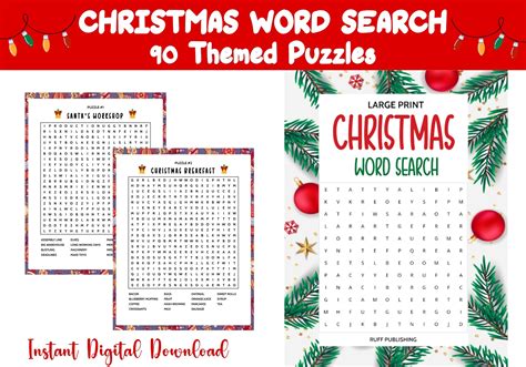 Christmas Word Search Puzzles With Solutions, 90 Themed Puzzles, 15 ...