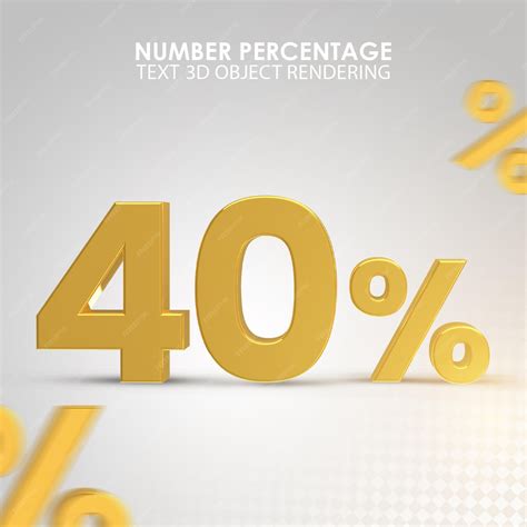 Premium PSD | 3d numbers 40 percentage gold number forty percentage 3D