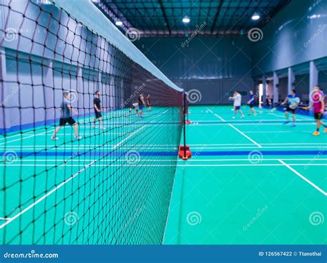 Badminton Net in the Badminton Court. Stock Photo - Image of racket ...