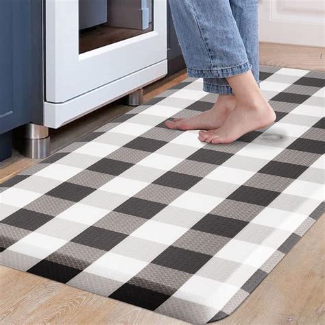 Amazon Carvapet Buffalo Plaid Kitchen Mat Cushioned Anti Fatigue