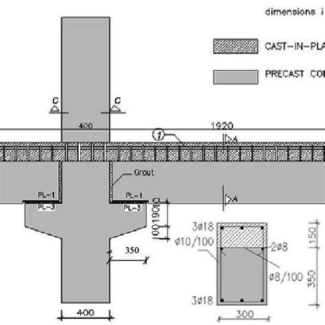 A Precast Composite Beam Column Connection B Beam Section C