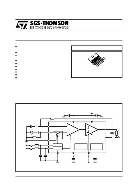 TDA7296 Datasheet 1 13 Pages STMICROELECTRONICS 70V 60W DMOS AUDIO